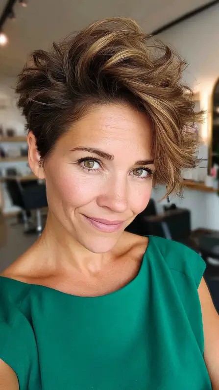 Textured Pompadour Pixie with Highlights