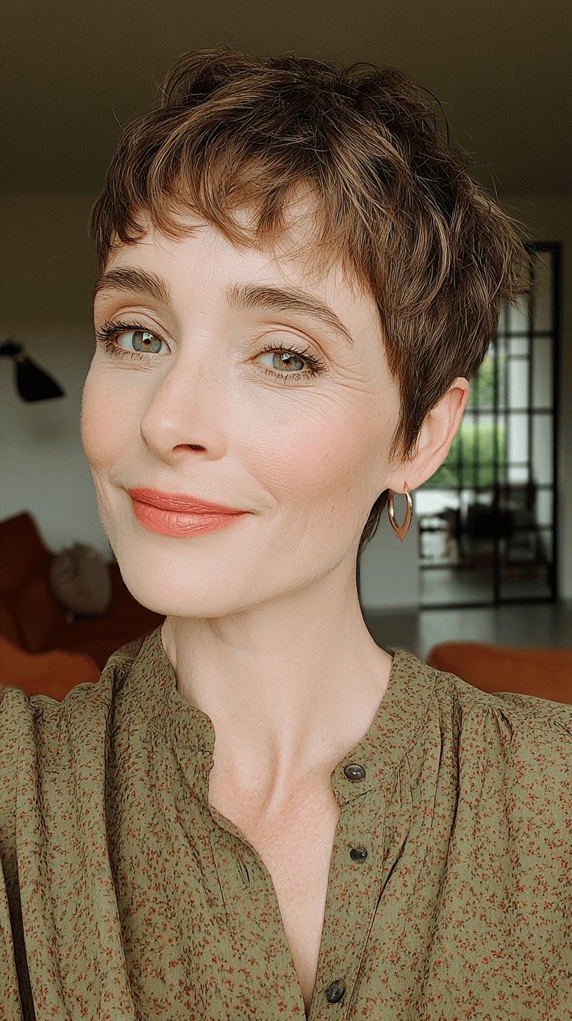 Textured Short Crop with Soft Bangs