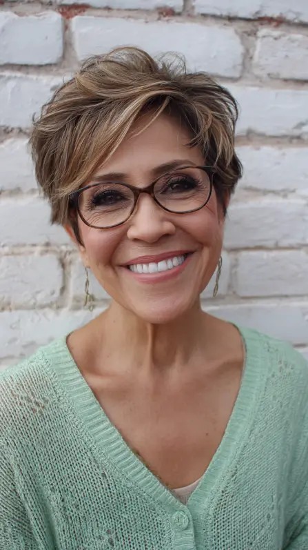 Textured Short Layered Cut with Subtle Highlights