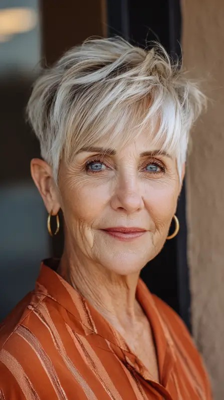 Textured Short Pixie Cut with Soft Bangs