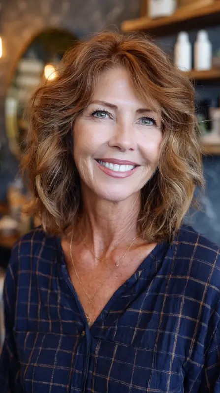 Textured Shoulder-Length Waves with Subtle Lift