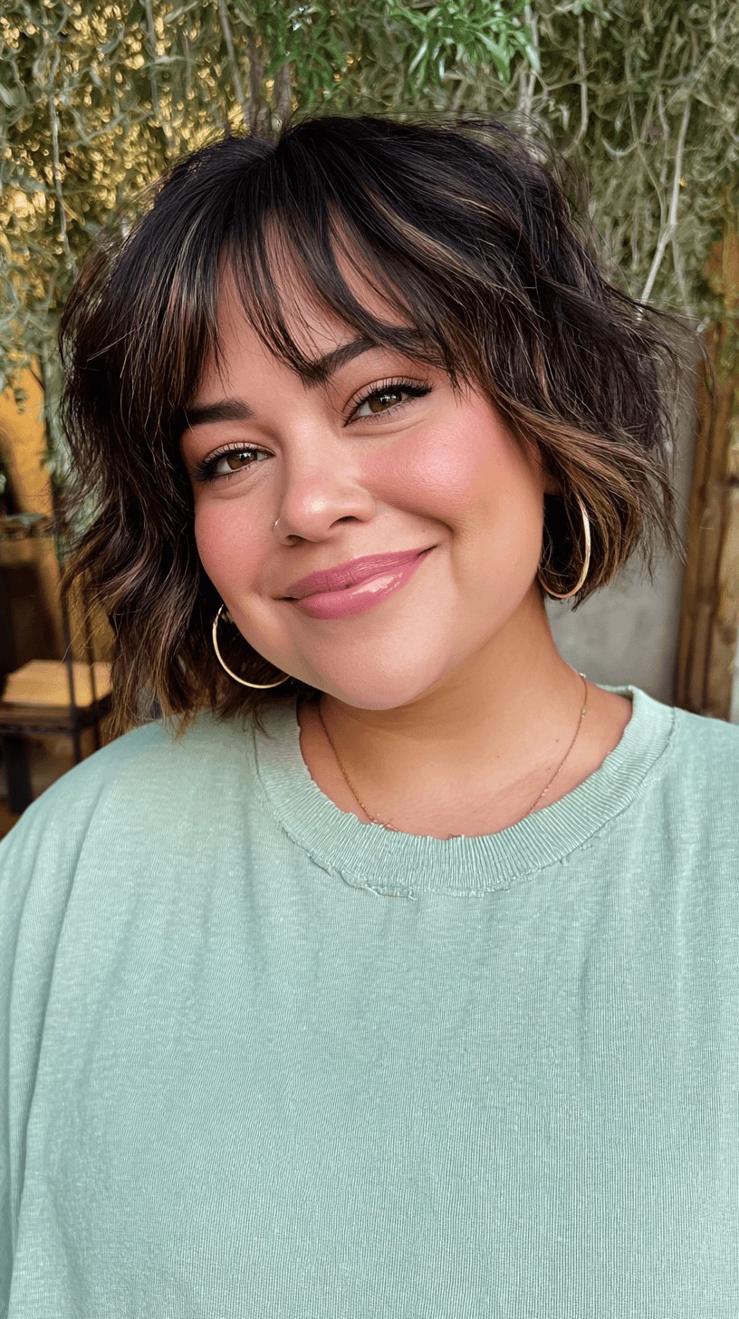 Textured Wavy Bob with Face-Framing Layers