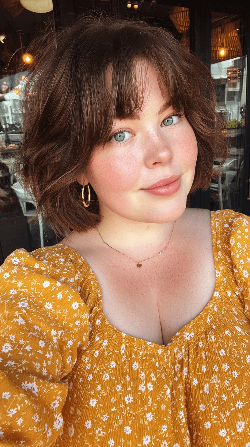 Textured Wavy Bob with Soft Bangs