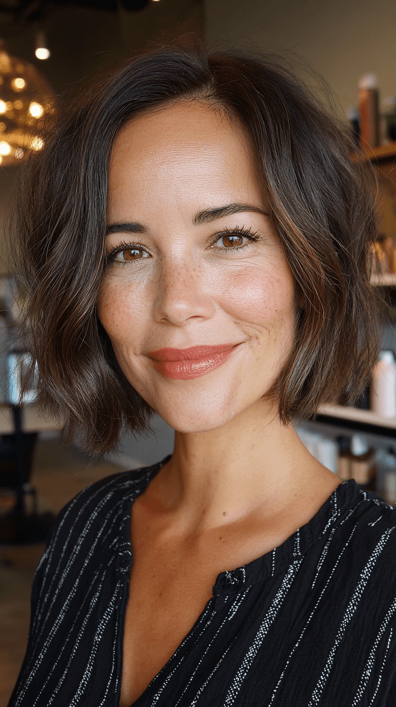 Textured Wavy Bob with Subtle Volume