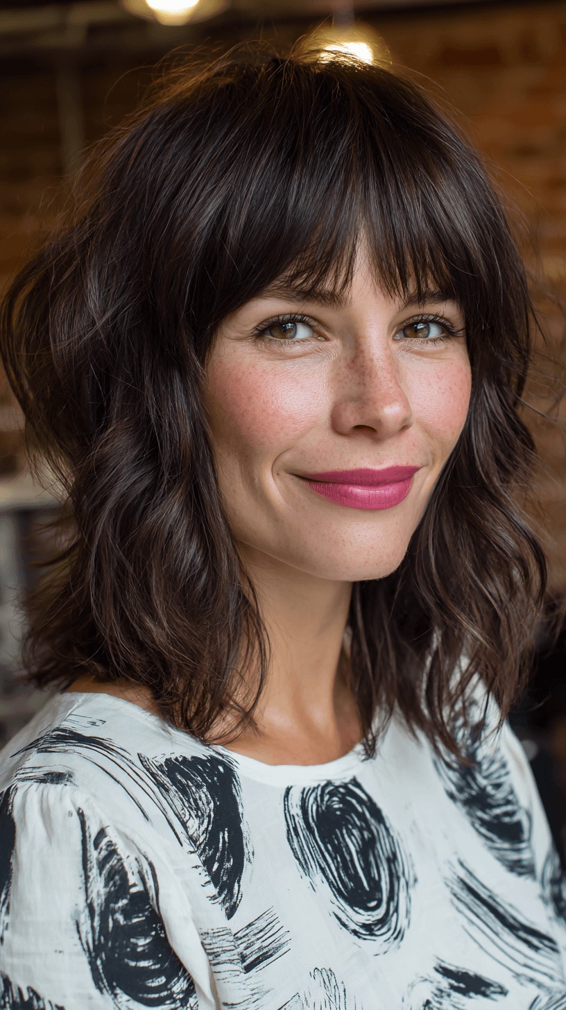Trendy Shaggy Lob with Soft Bangs