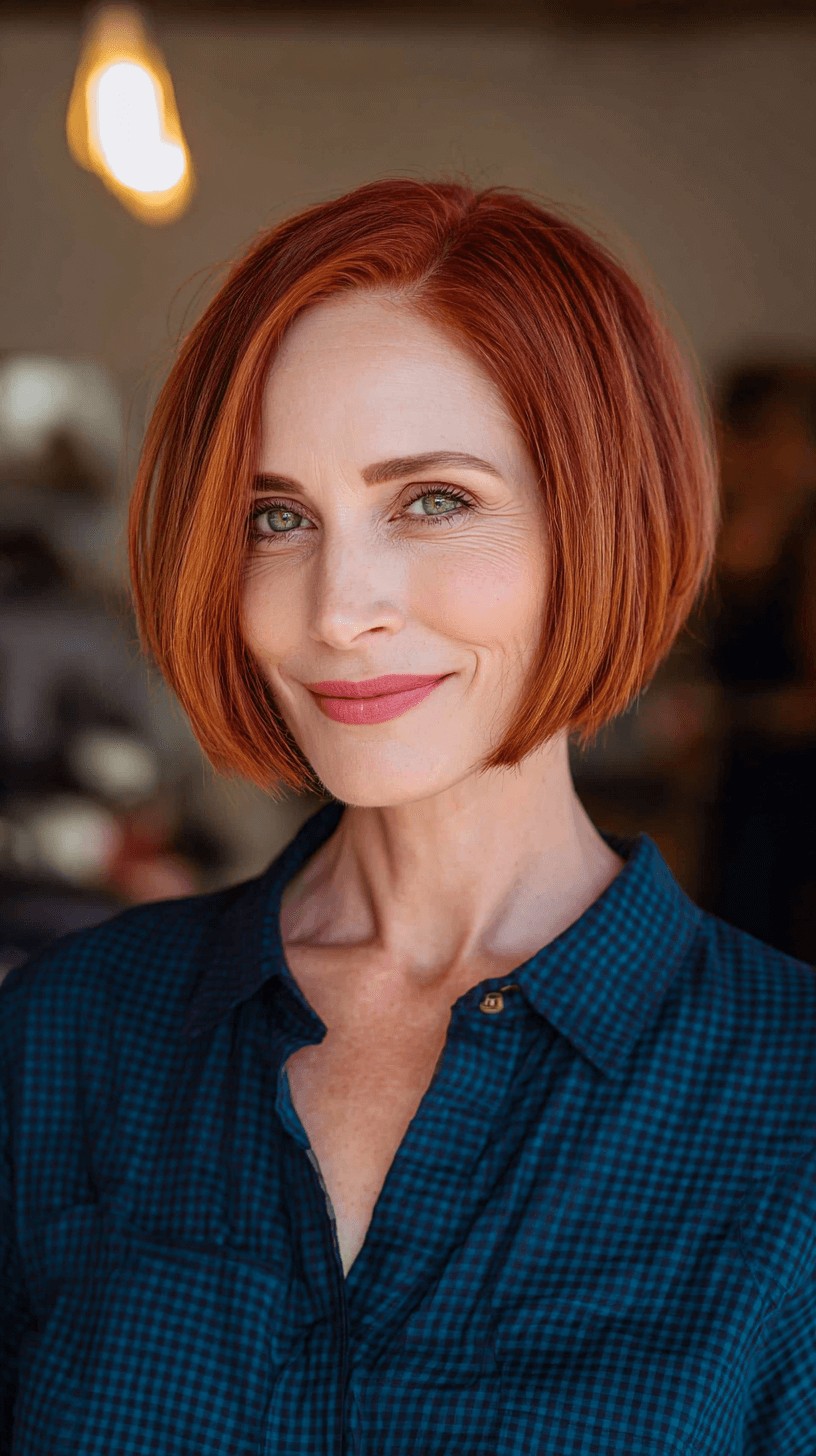 Vibrant Copper Stacked Bob with Soft Edges