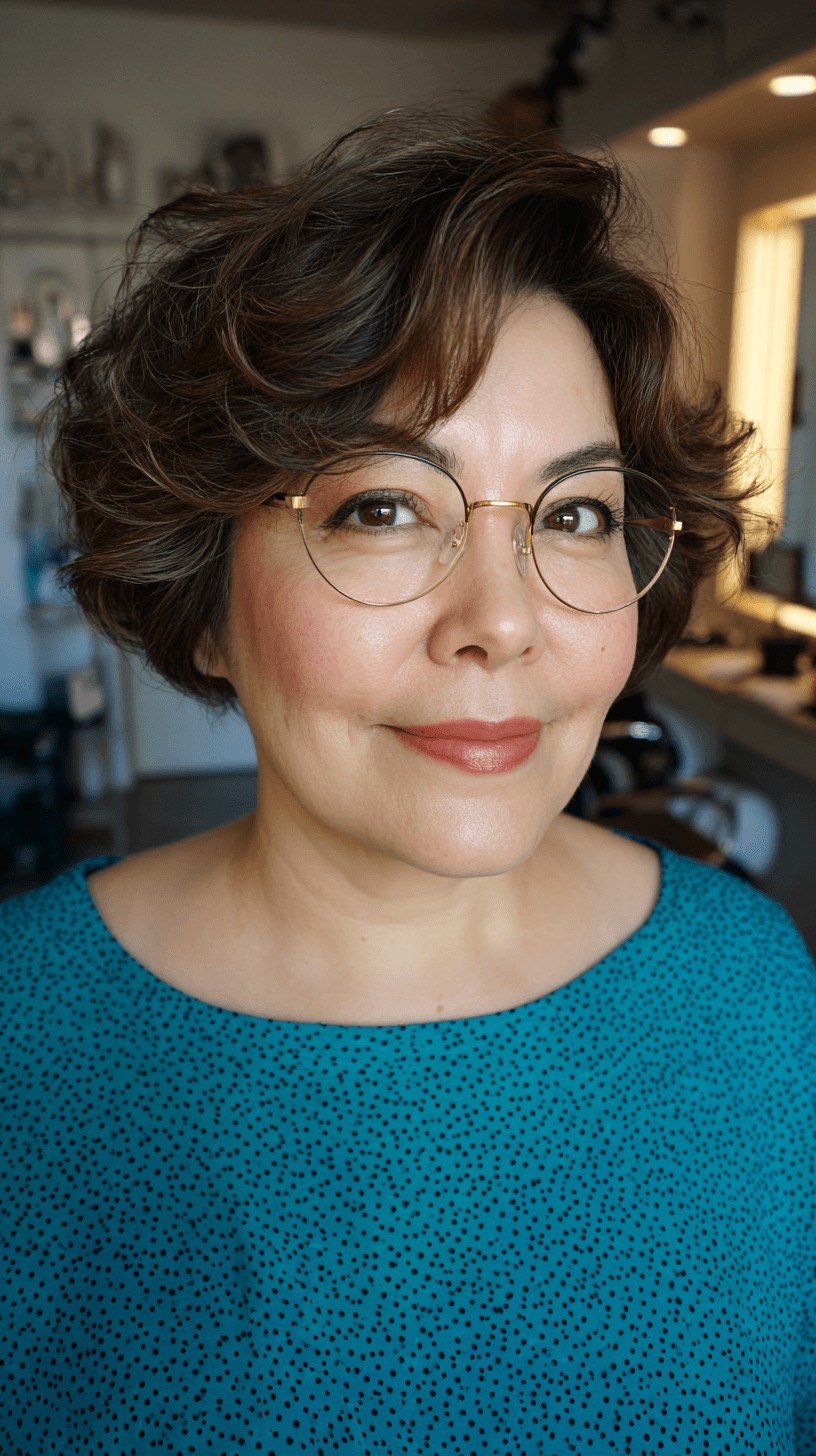 Textured Curly Short Bob with Soft Volume