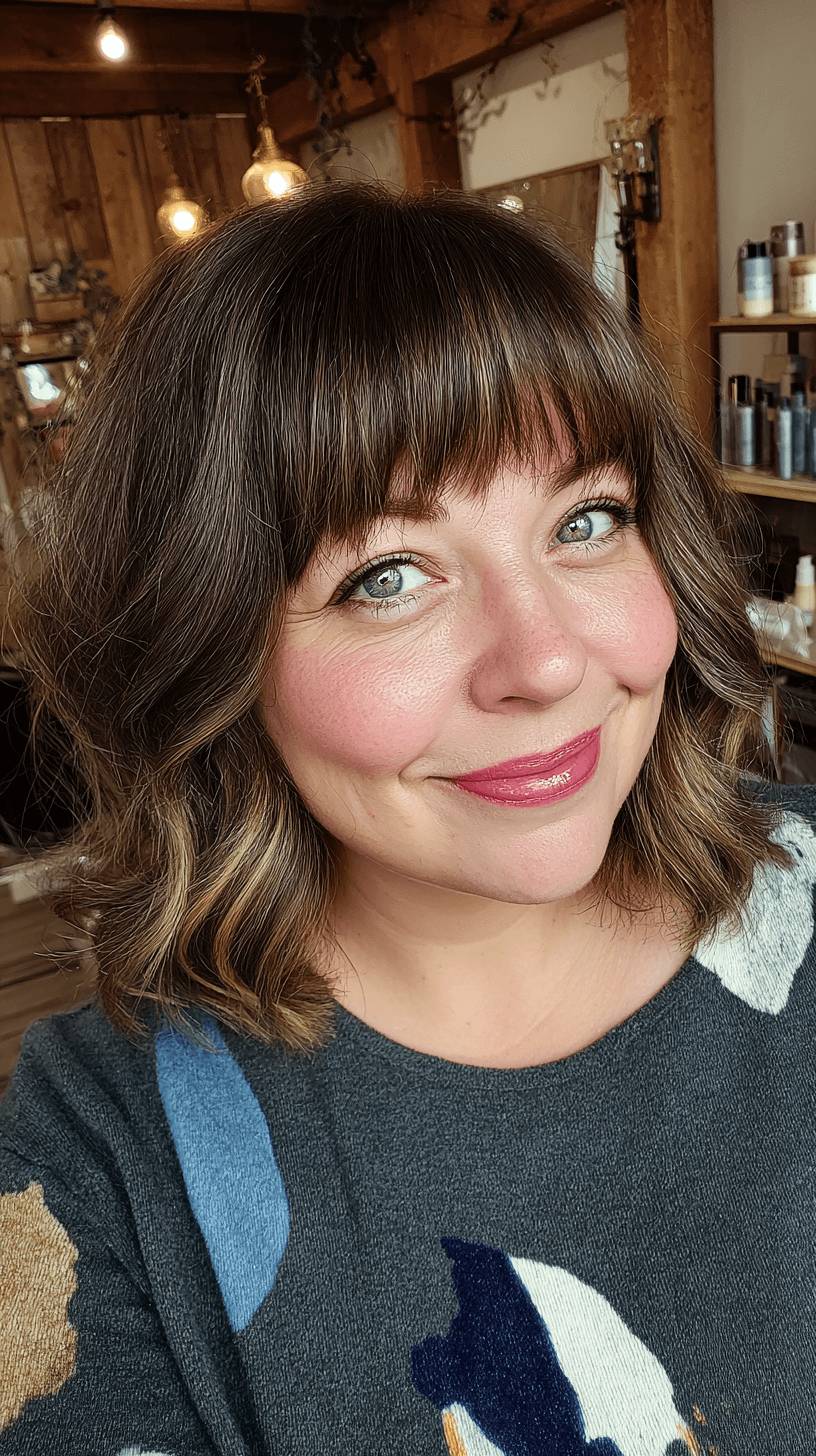 Chic Textured Lob with Soft Bangs