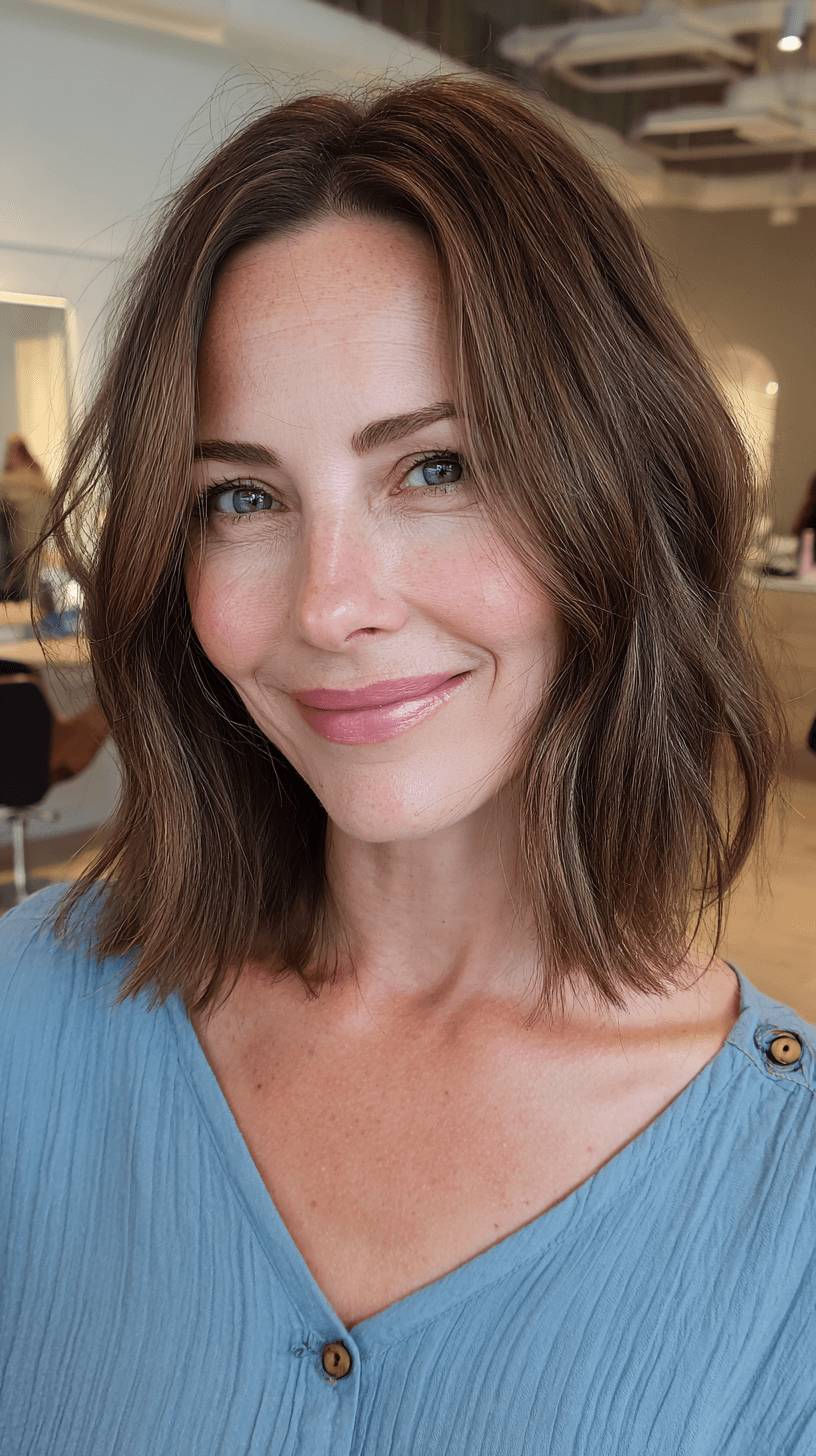 Textured Shoulder-Length Cut with Soft Waves