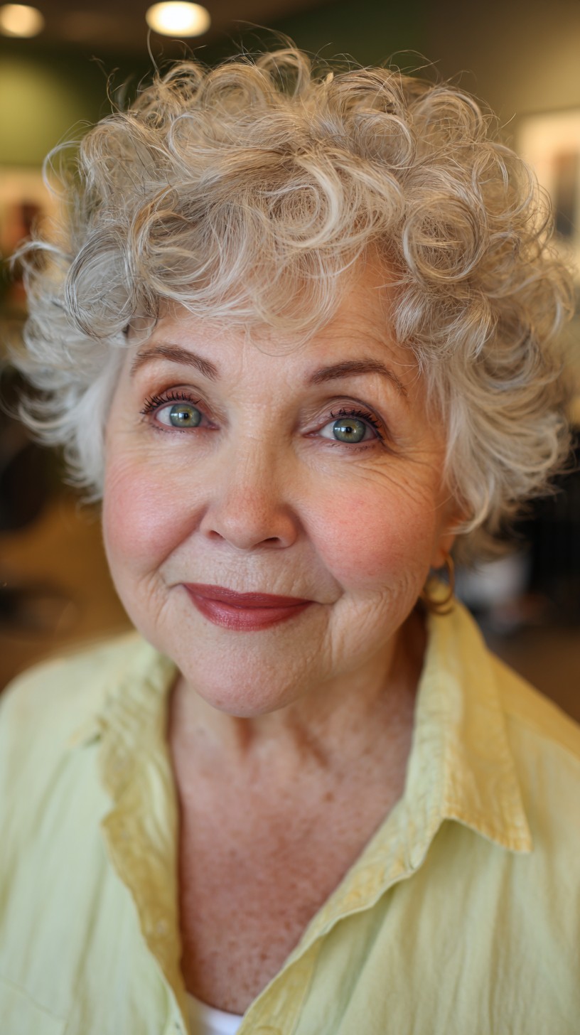 Charming Curly Silver Crop with Soft Volume