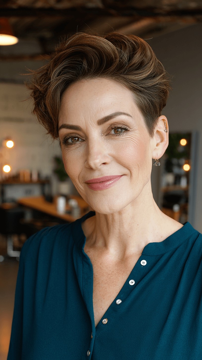 Charming Textured Pompadour Pixie Cut