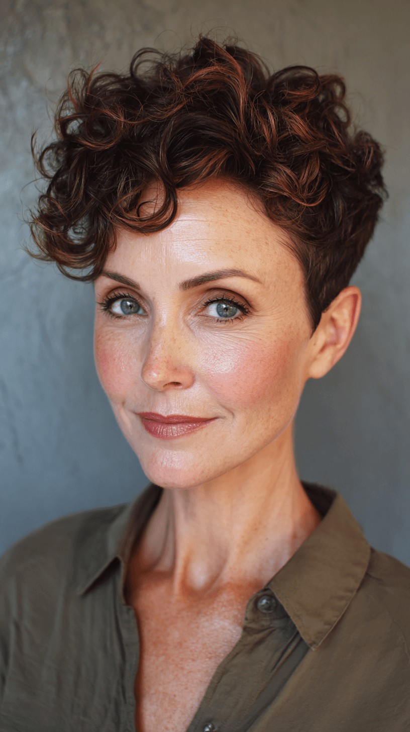 Chic Curly Pompadour Pixie Cut