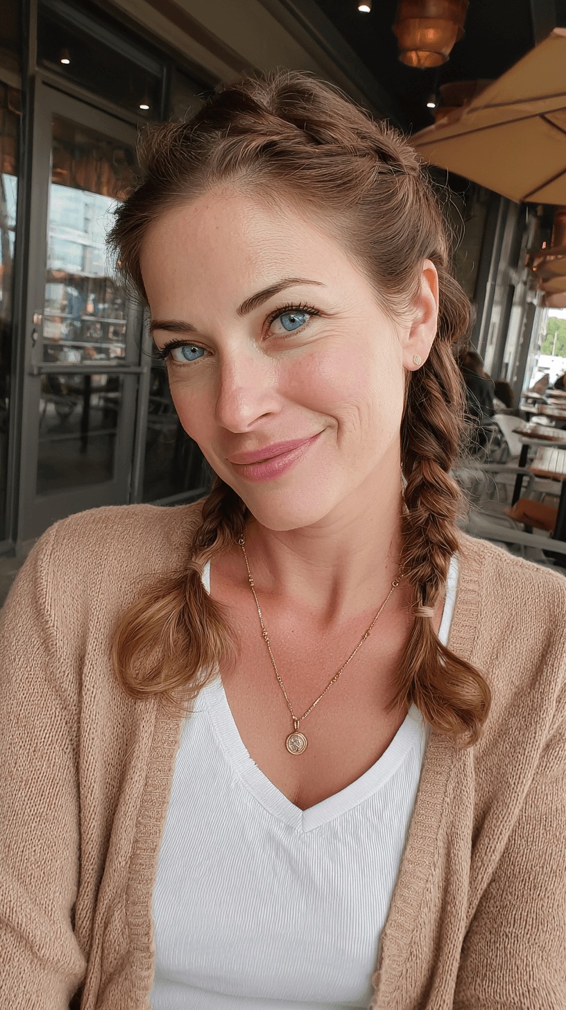 Chic Double Braided Hairstyle with Loose Ends