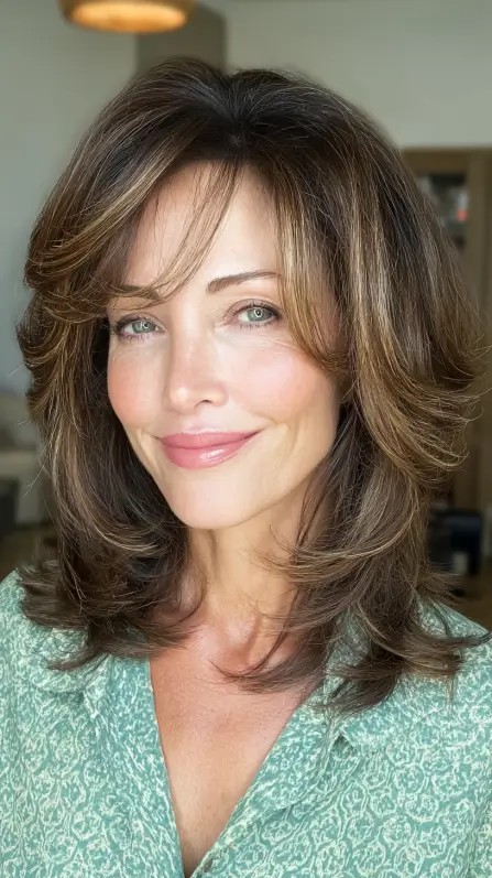Chic Fluffy Layered Cut with Subtle Highlights