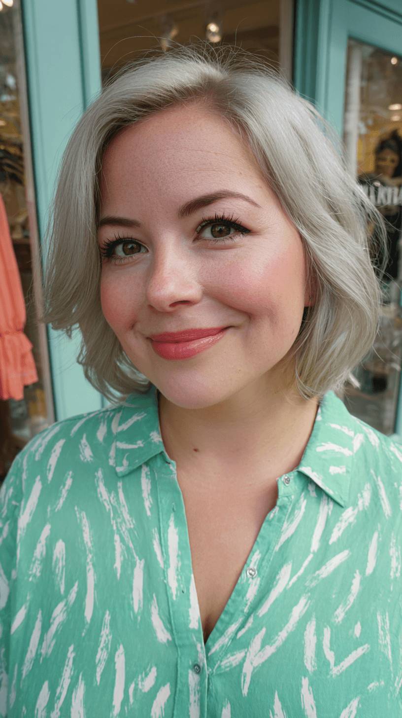 Chic Grey Bob with Soft Waves and Face-Framing Layers