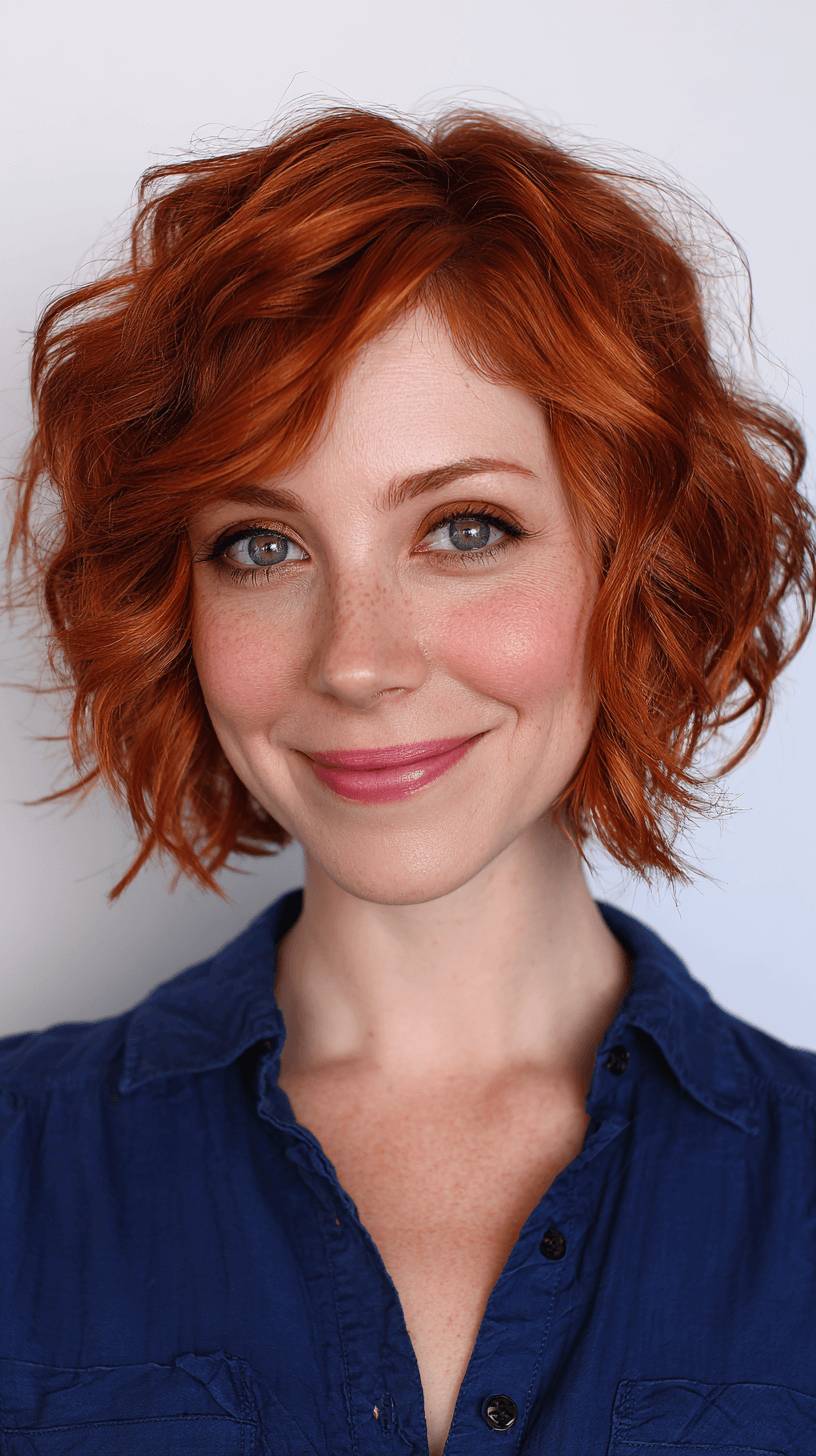 Chic Shaggy Bob with Vibrant Copper Highlights
