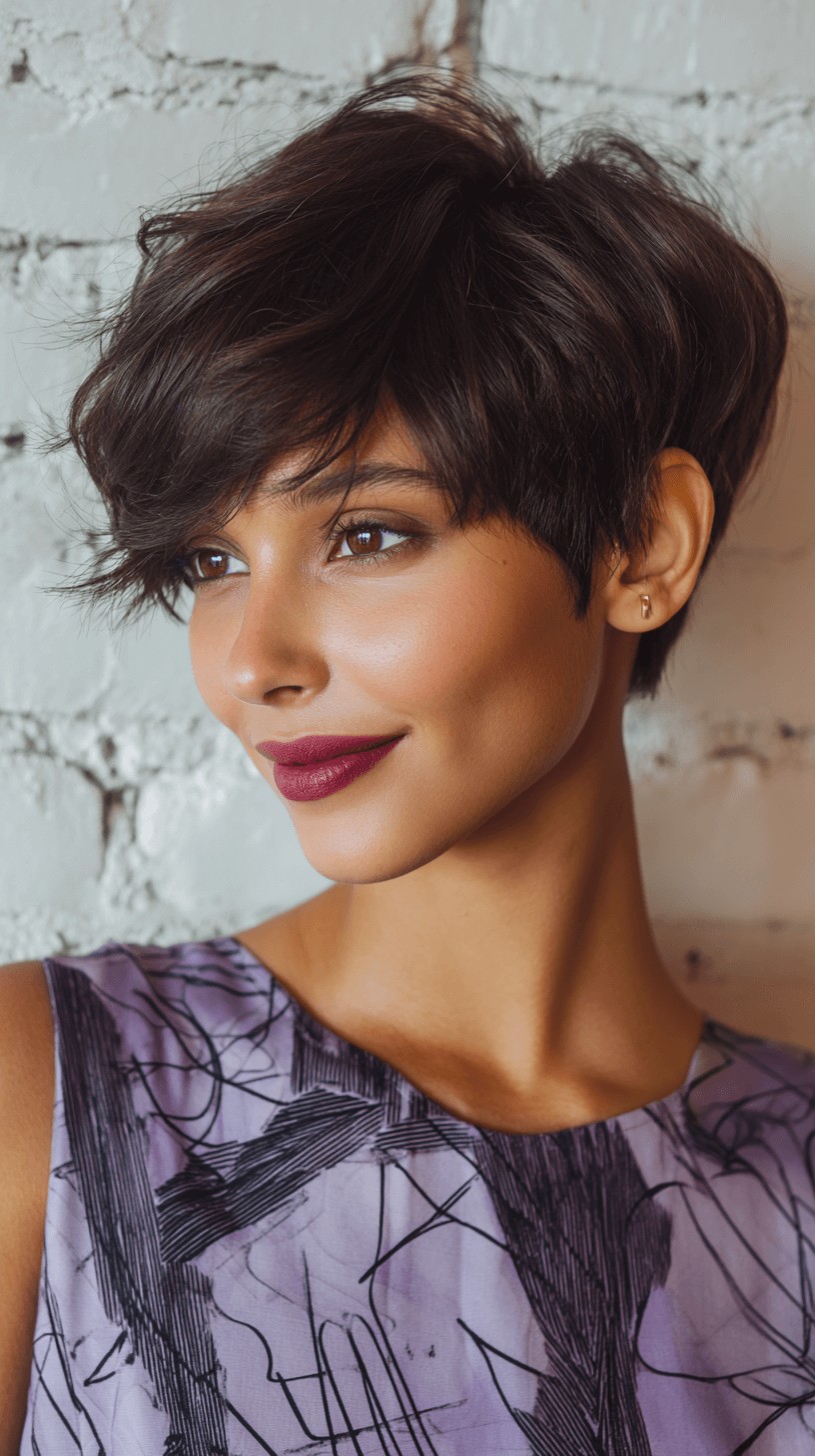 Chic Short Textured Cut with Soft Bangs