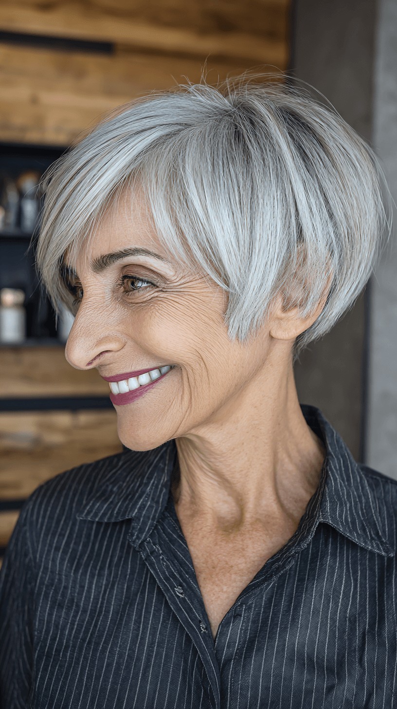 Chic Silver Pixie Bob with Soft Layers