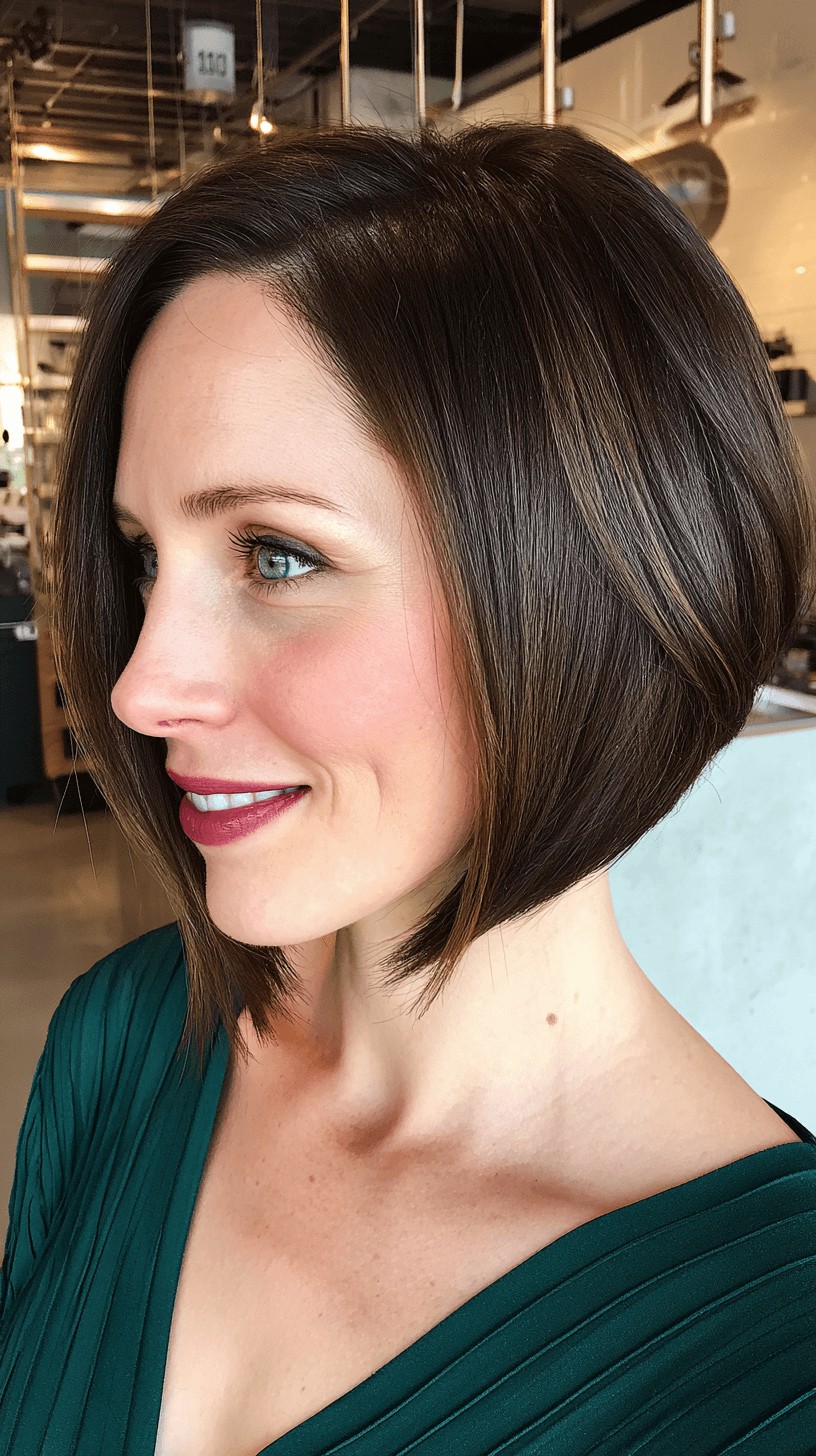 Chic Stacked Slope Bob with Subtle Highlights