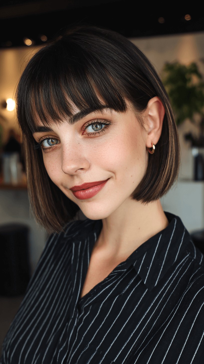 Chic Textured Bob with Soft Bangs