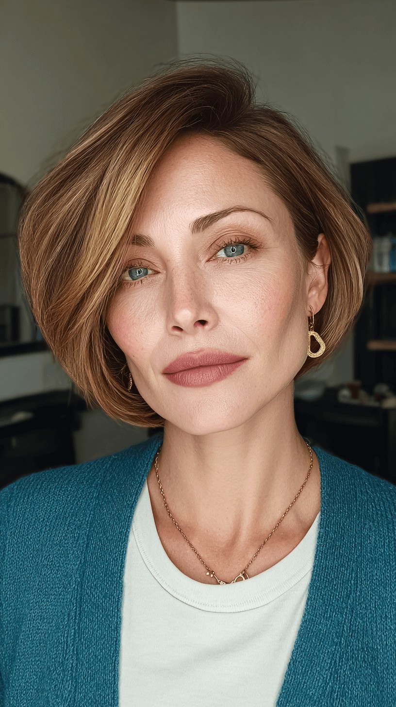 Chic Textured Bob with Subtle Highlights