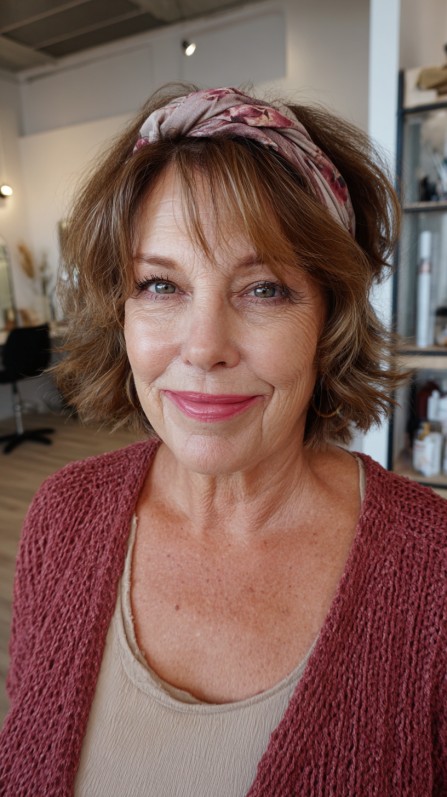 Chic Textured Bob with Trendy Headband