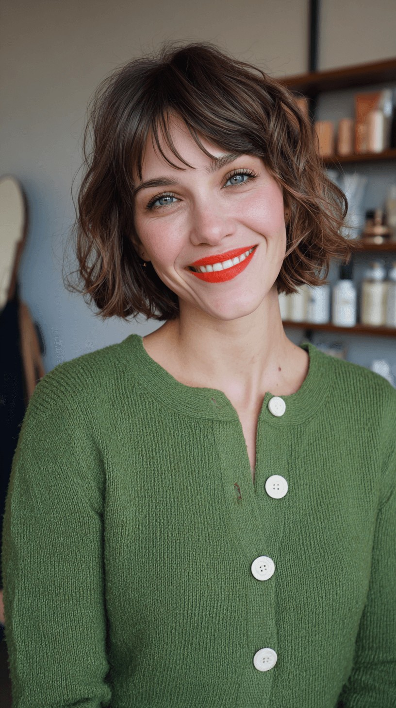 Chic Textured French Bob with Defined Curls