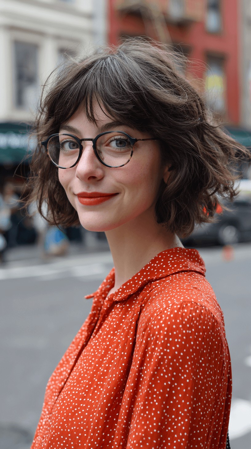Chic Textured French Bob with Playful Curls