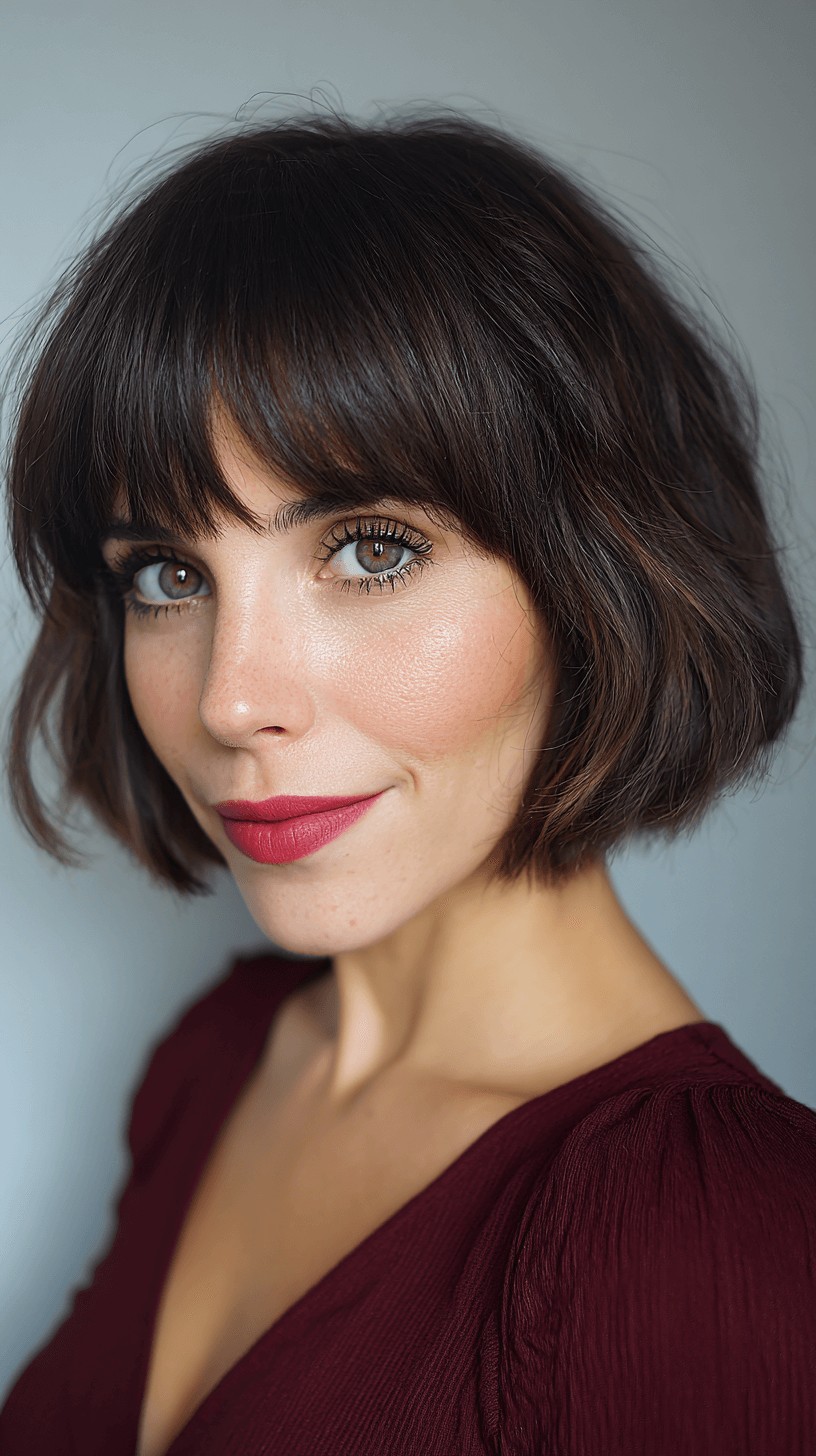 Chic Textured French Bob with Wispy Bangs