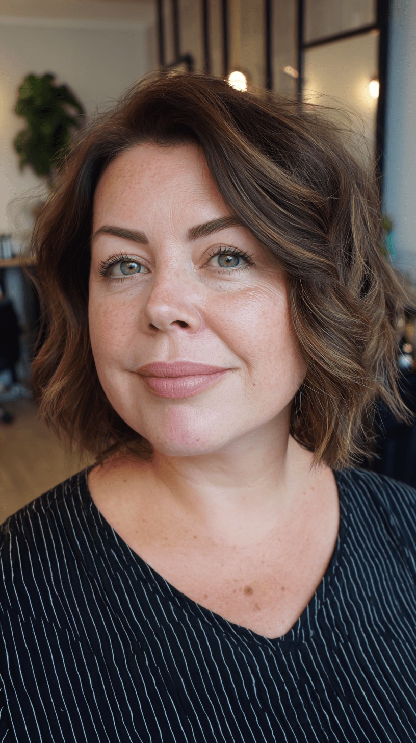 Chic Textured Lob with Soft Curls