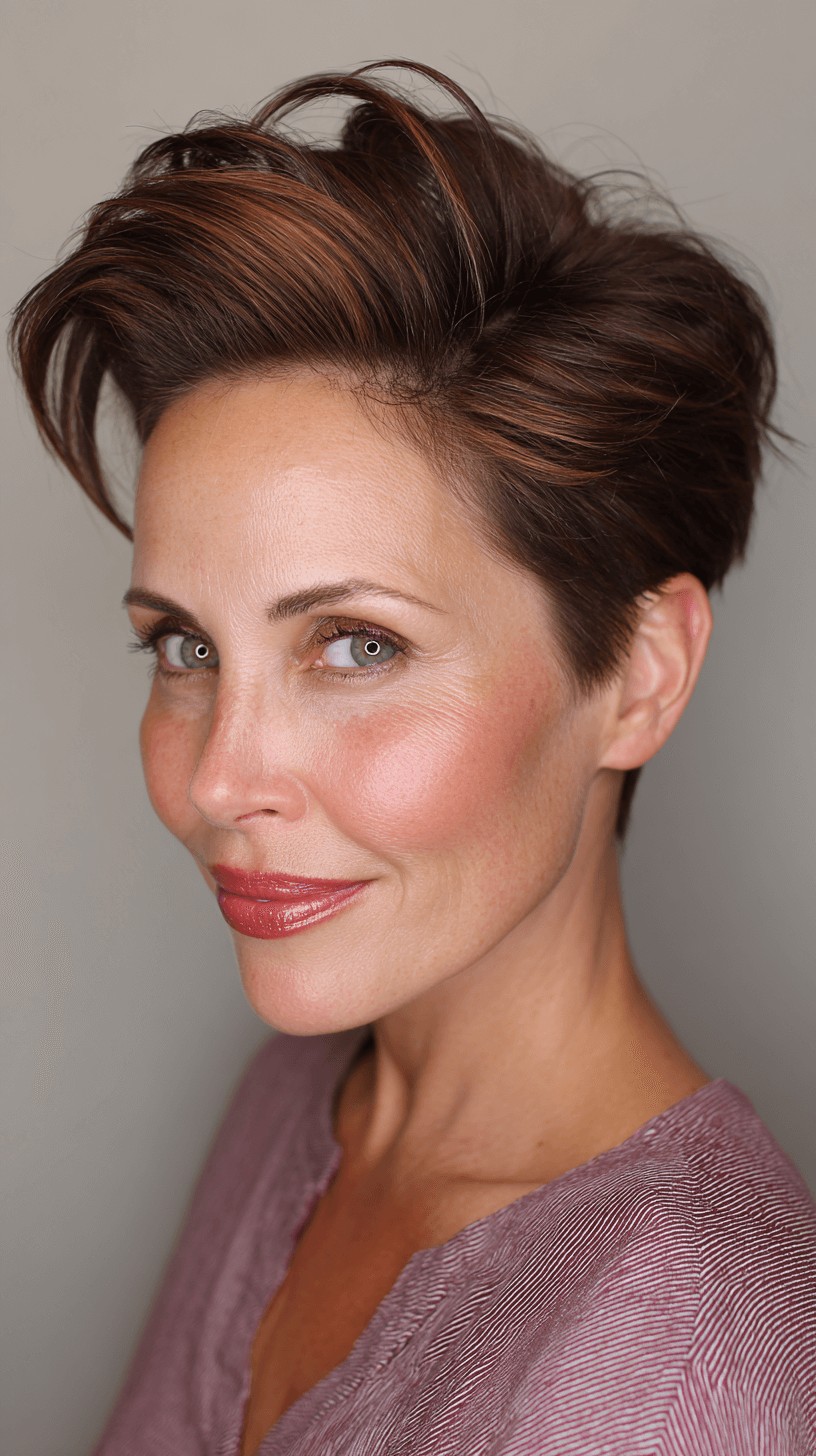 Chic Textured Pompadour Pixie Cut