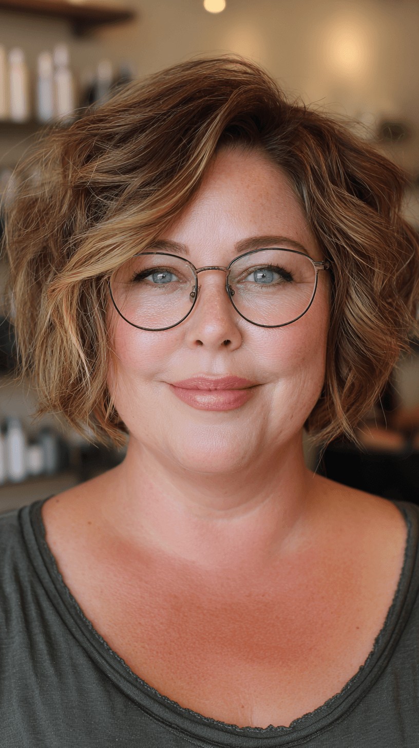 Chic Textured Wavy Bob with Subtle Highlights