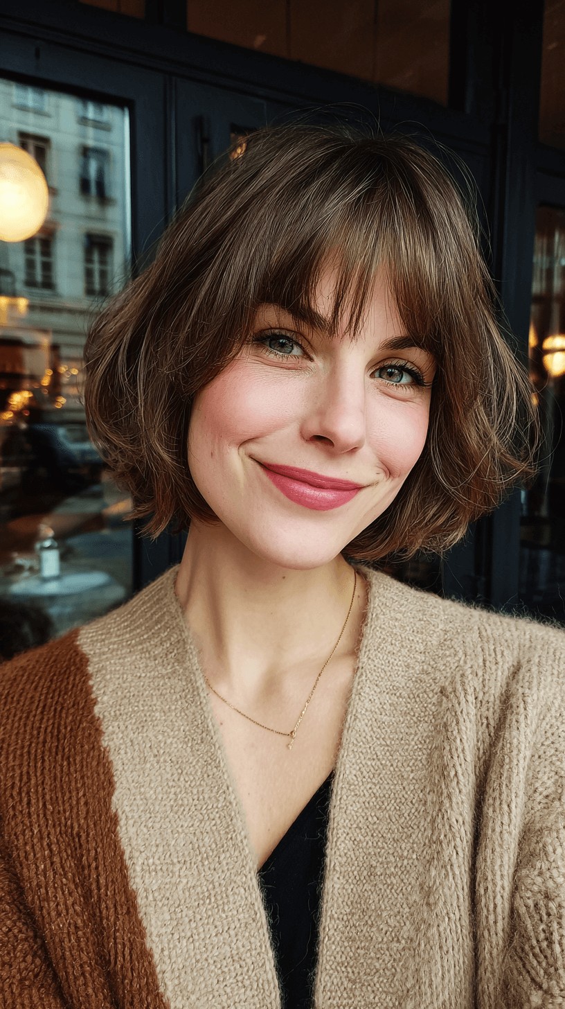 Chic Tousled French Bob with Soft Bangs