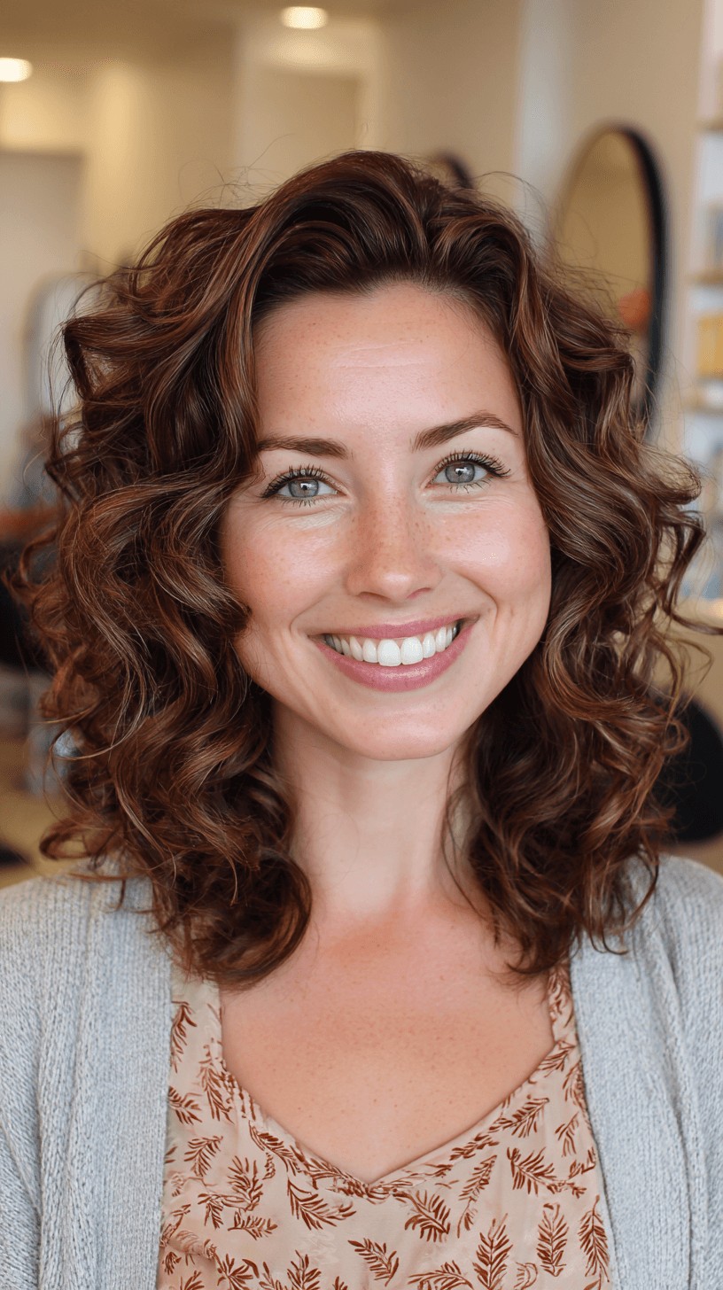 Chic Voluminous Curly Mid-Length Cut