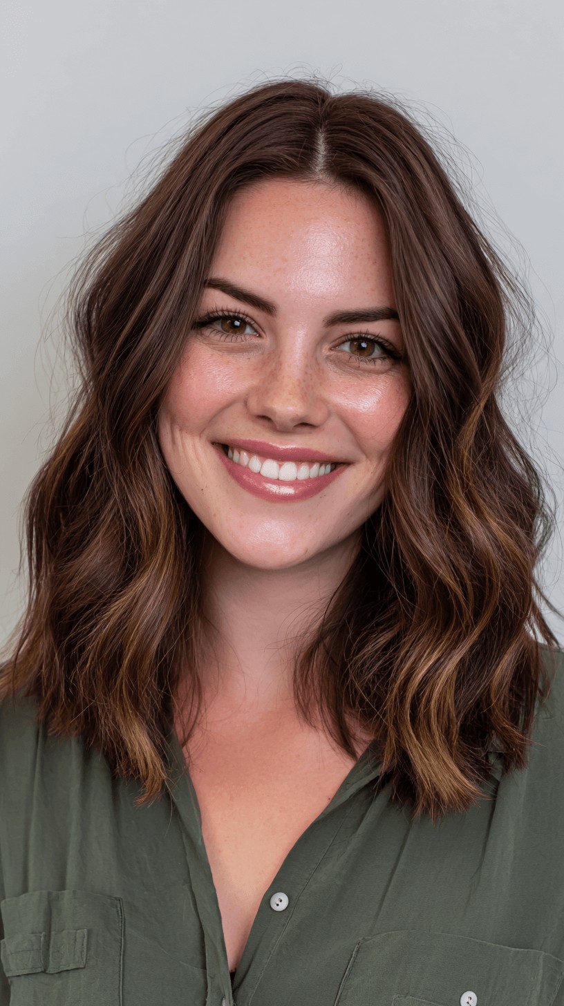 Chic Wavy Mid-Length Cut with Subtle Highlights