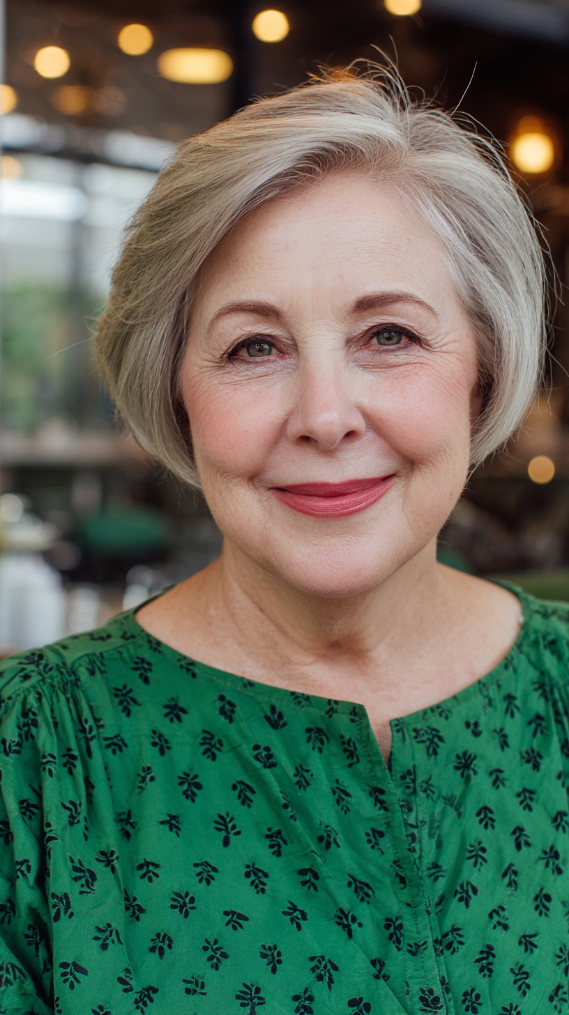 Classic Soft Gray Bob with Subtle Layers