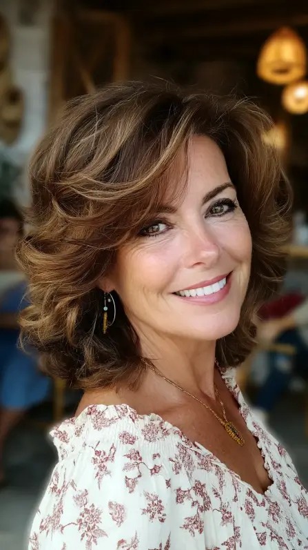 Dynamic Curly Textured Bob with Soft Layers