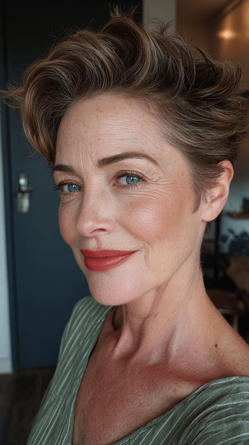 Dynamic Textured Pompadour Pixie Cut