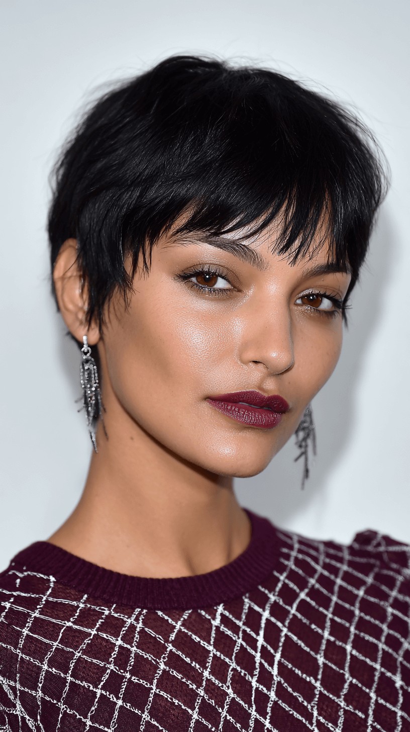 Edgy Textured Pixie Cut with Feathered Bangs