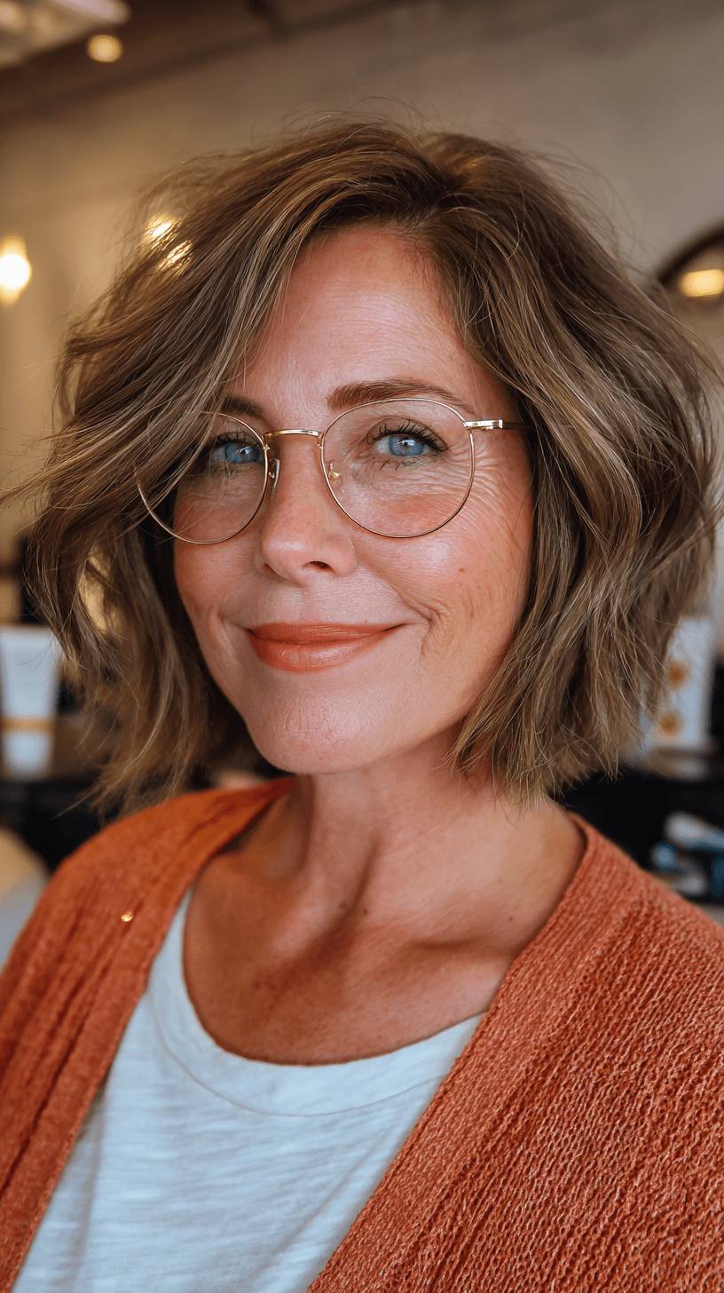 Effortlessly Chic Shaggy Bob with Soft Waves