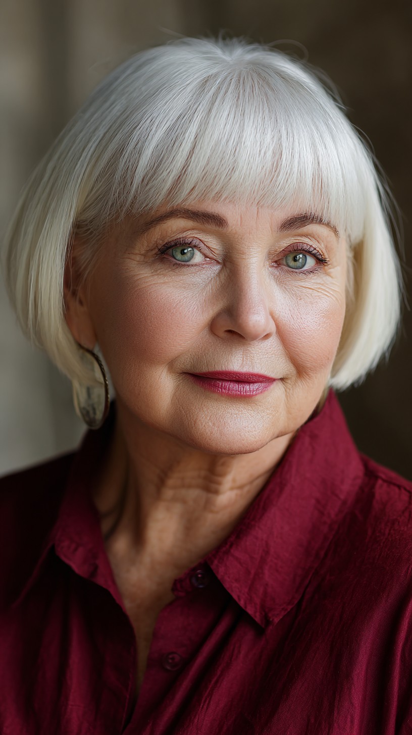 Elegant Blunt Bob with Soft Fringe