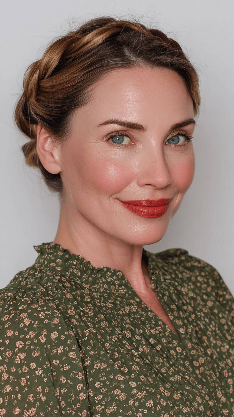 Elegant Braided Updo with Soft Highlights