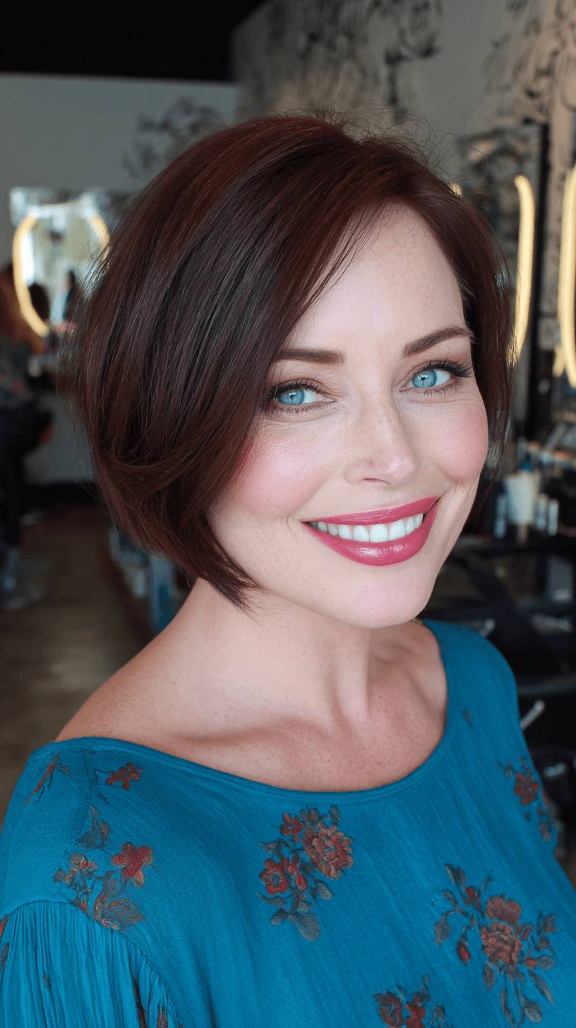 Elegant Rich Brown A-Line Bob with Soft Layers