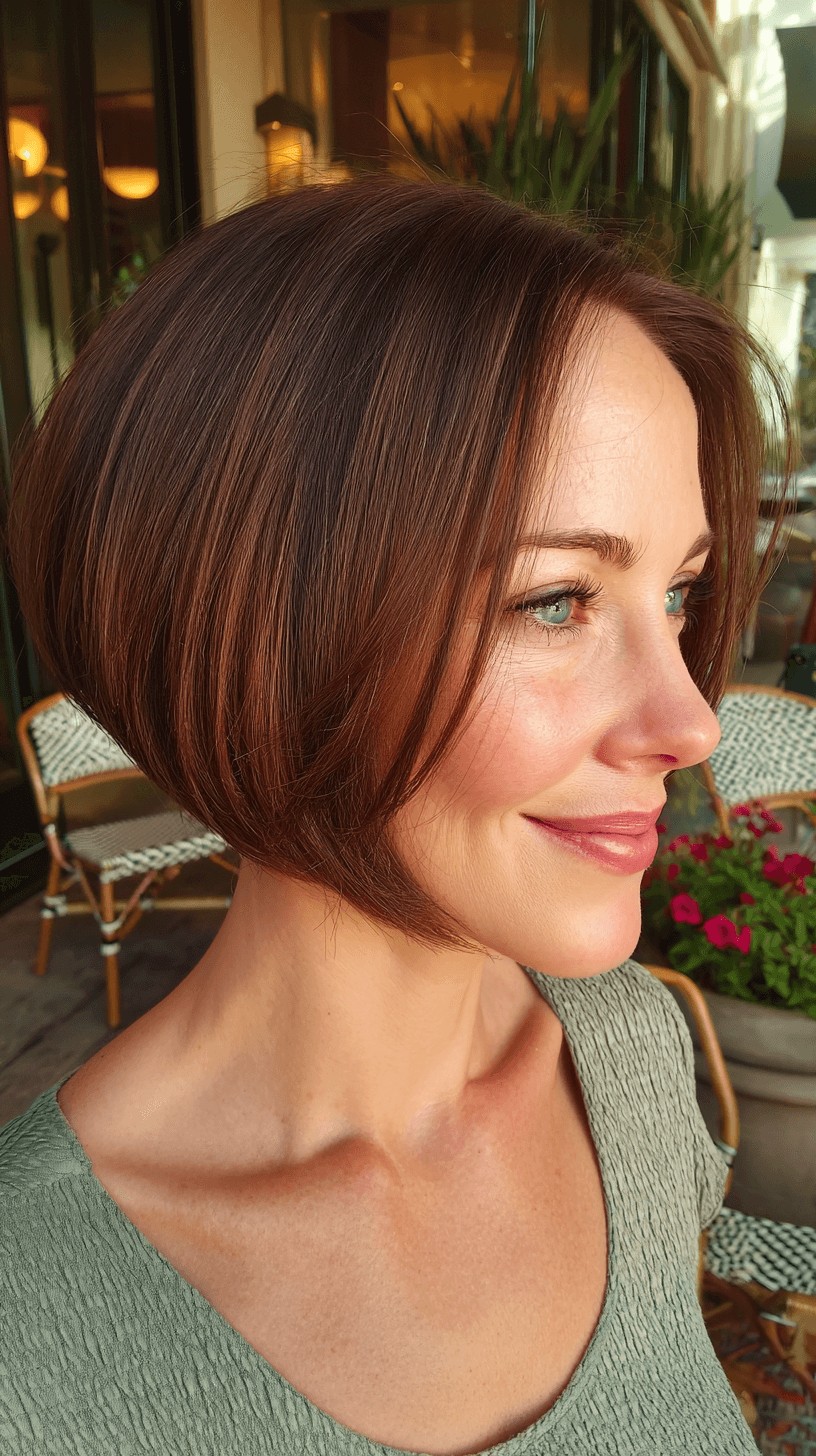 Elegant Rounded Slope Bob with Subtle Warm Undertones