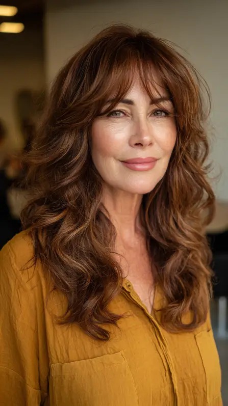 Elegant Textured Layers with Soft Face-Framing Bangs