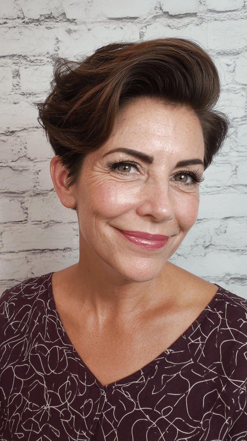 Elegant Textured Pompadour Pixie Cut