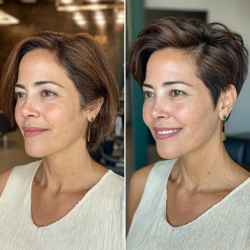 Elegant Textured Pompadour Pixie with Subtle Movement