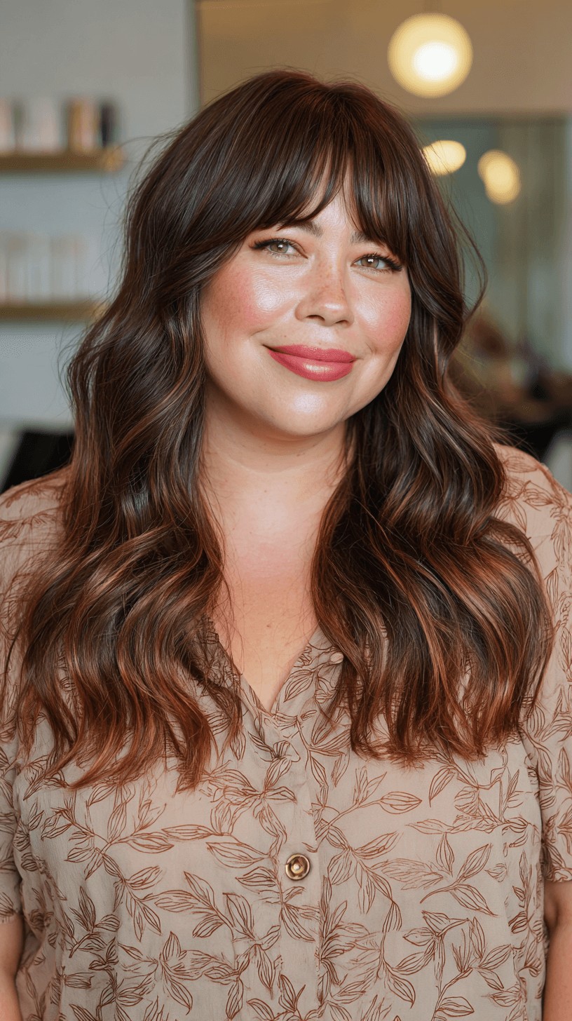 Long Layered Cut with Soft Curtain Bangs