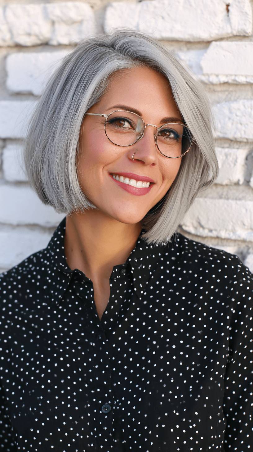 Modern Grey Bob with Soft Edges