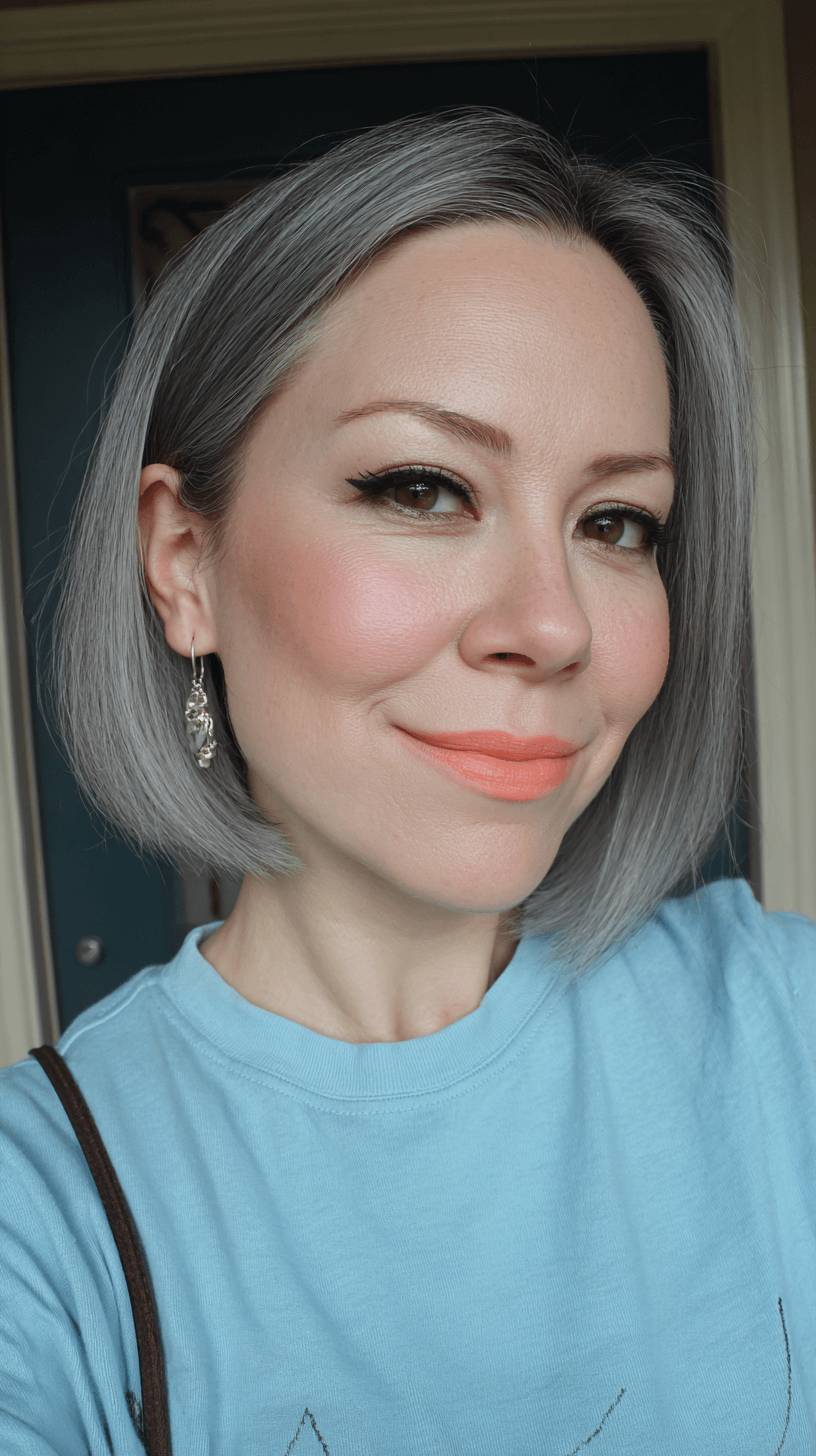 Modern Grey Bob with Soft Face-Framing Layers
